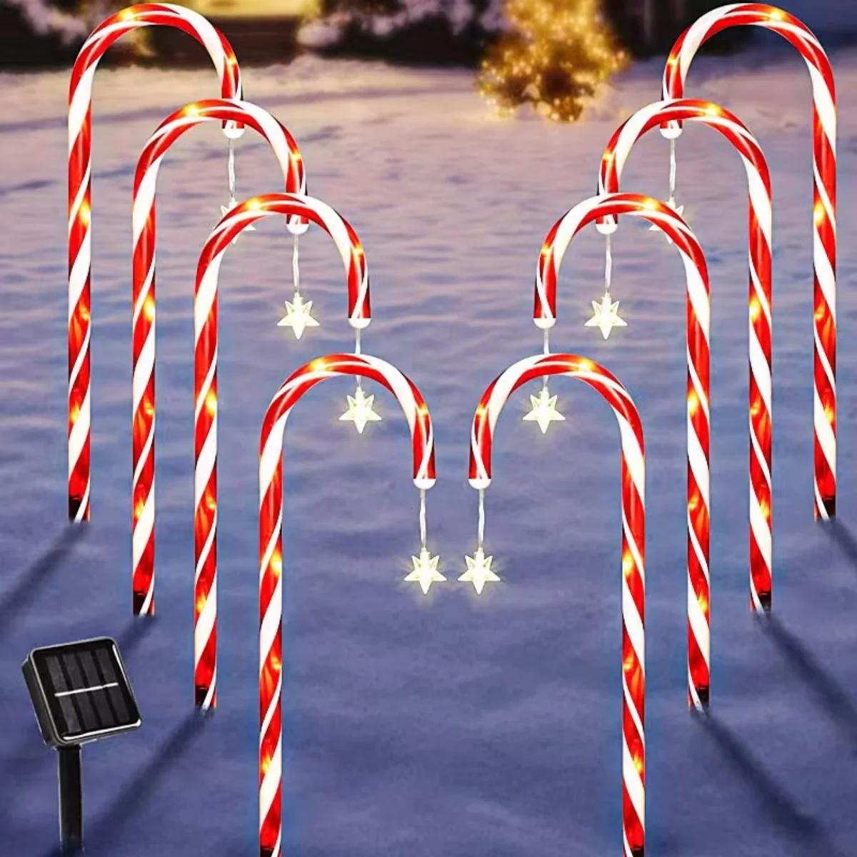 Christmas solar candy cane lights, holiday parties, courtyard paths, atmosphere decoration props outdoor waterproof night lights