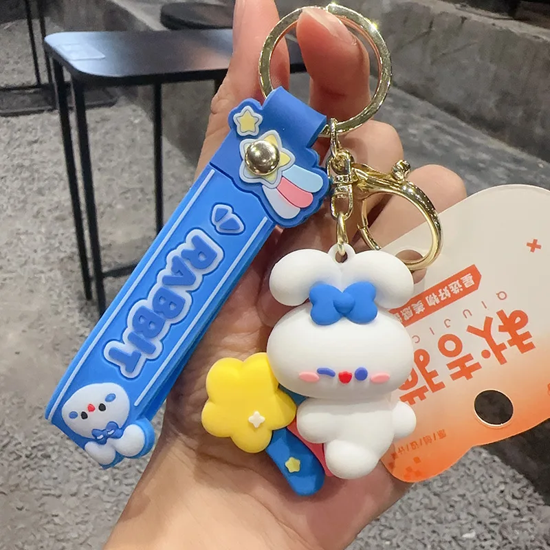 Cartoon Cute Bunny Doll Keychain Girls Rabbit Exquisite Bag Schoolbag Decoration Small Charm Car Key Small Pendant Festive Gifts