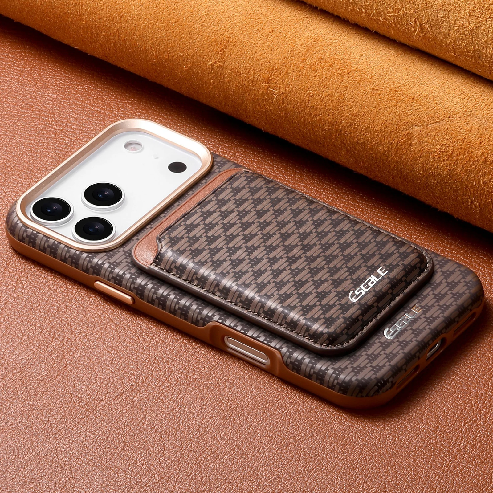Magnet Wireless Charging Luxury Faux Leather Phone Case Card Holder For iPhone 17 Pro Max 16 15 14 13 view 3