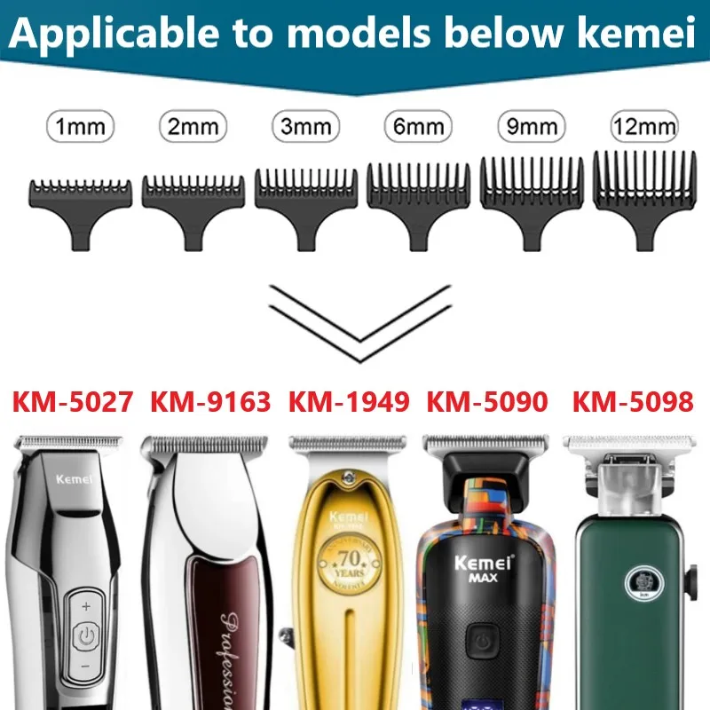 Kemei Hair Trimmer Limit Comb Universal Black Guards Hairdresser Hair Cutting Guide for KM-5027 KM-1949 1 2 3 6 9 12mm