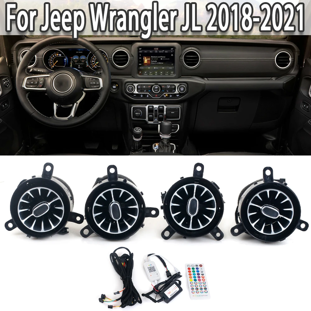 K-Car New Style Condition Turbine Outlet LED Light Front Air Vent Inlet Ambient Lamp For Jeep Wrangler JL 2018-2021