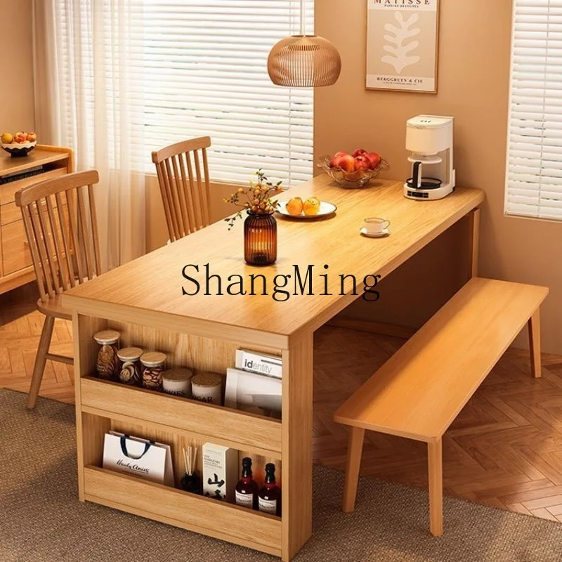 FG  wood one table and four chairs combined household small apartment rental room with large board table and side cabinet