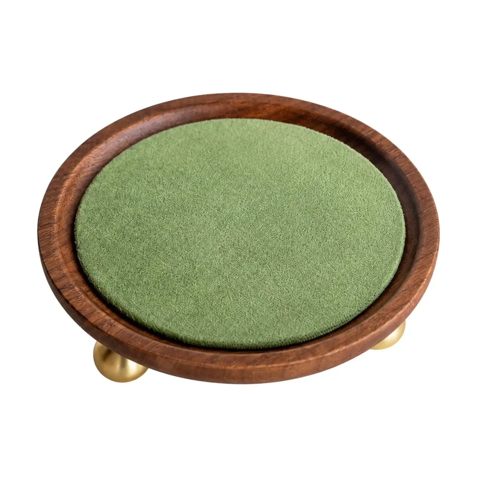 Velvet Jewelry Tray with Gold Spherical Feet Solid Wood Frame for Necklaces Display Bracelet Organizer Holder