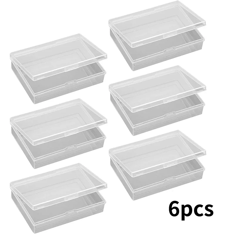 6Pcs 9.5x6.9x2.4cm Playing Card Boxes Transparent Plastic Collectible Card Boxes Business Card Holder Small Storage Boxes