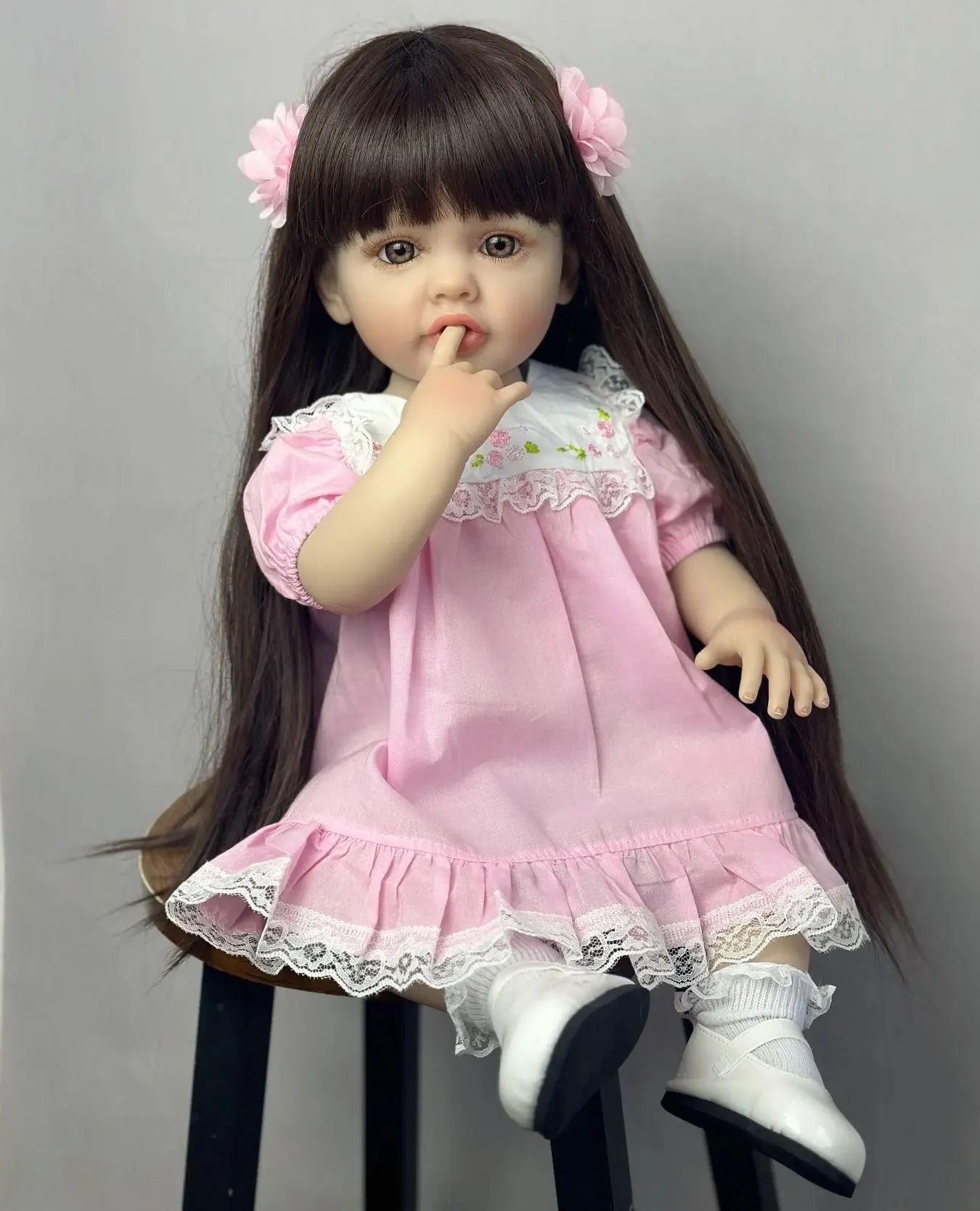 Muñeca Reborn de silicona suave de 55 CM para niña, muñeca realista de 22 pulgadas, arte de princesa para niño pequeño, regalo de Navidad para bebé