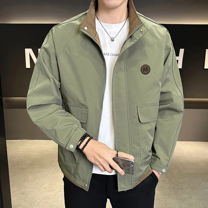 Mode décontracté hommes vêtements de travail veste de haute qualité respirant confortable col montant hommes vêtements tendance chaude Roupas Masculinas