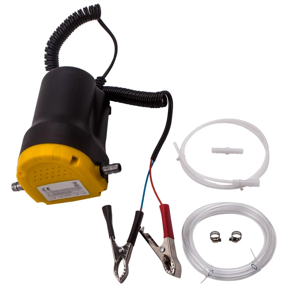 Car Engine Oil Pump 12V Electric Diesel Fluid Oil Suction Pump&1 x Outlet/Inlet Hose & 2 x Hose/Battery Clamps