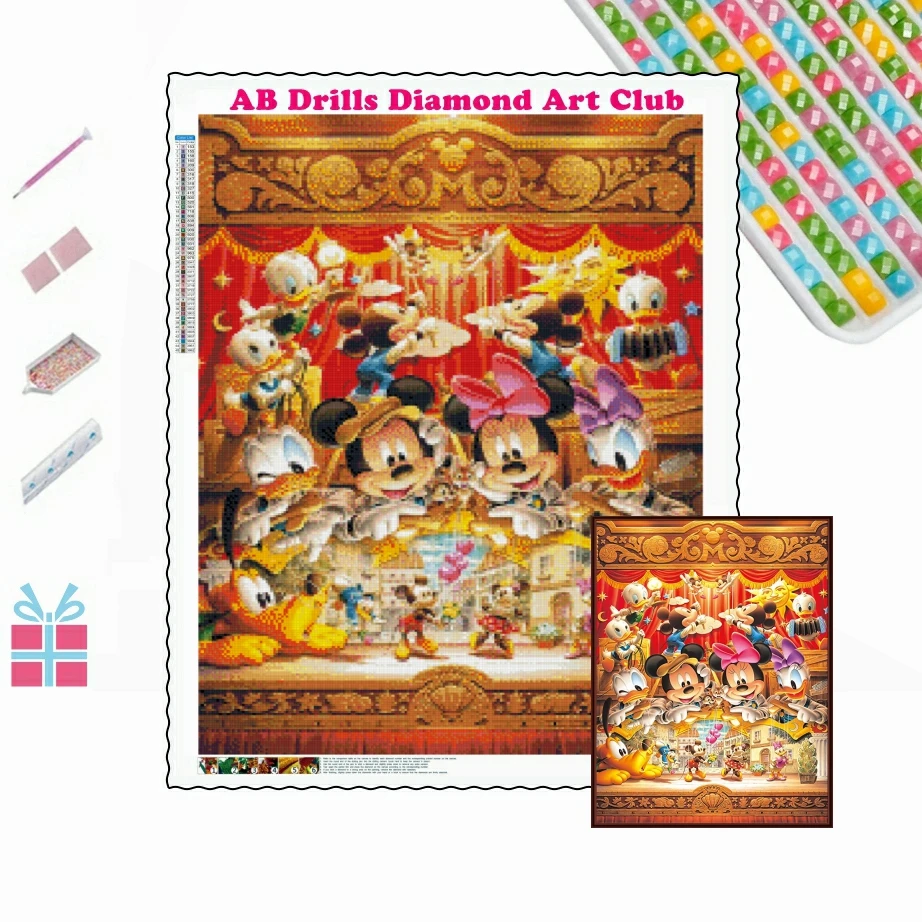 Disney Dream Theater DIY AB wiertło diamentowe malowanie mozaika myszka Mickey haft Cross Stitch Handmade rękodzieło dekoracja wnętrz