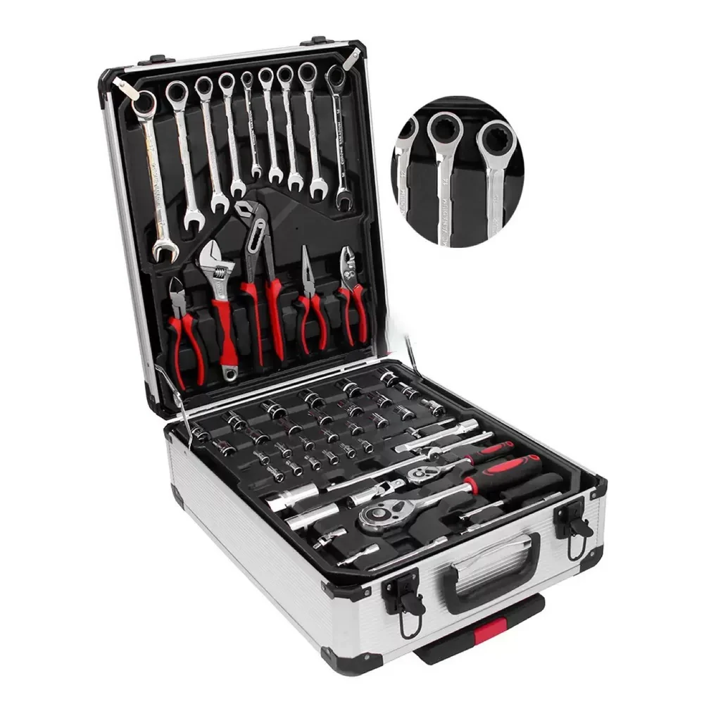

Household pull rod 499 piece combination tool set aluminum box 187 piece tool box ratchet open end wrench hardware
