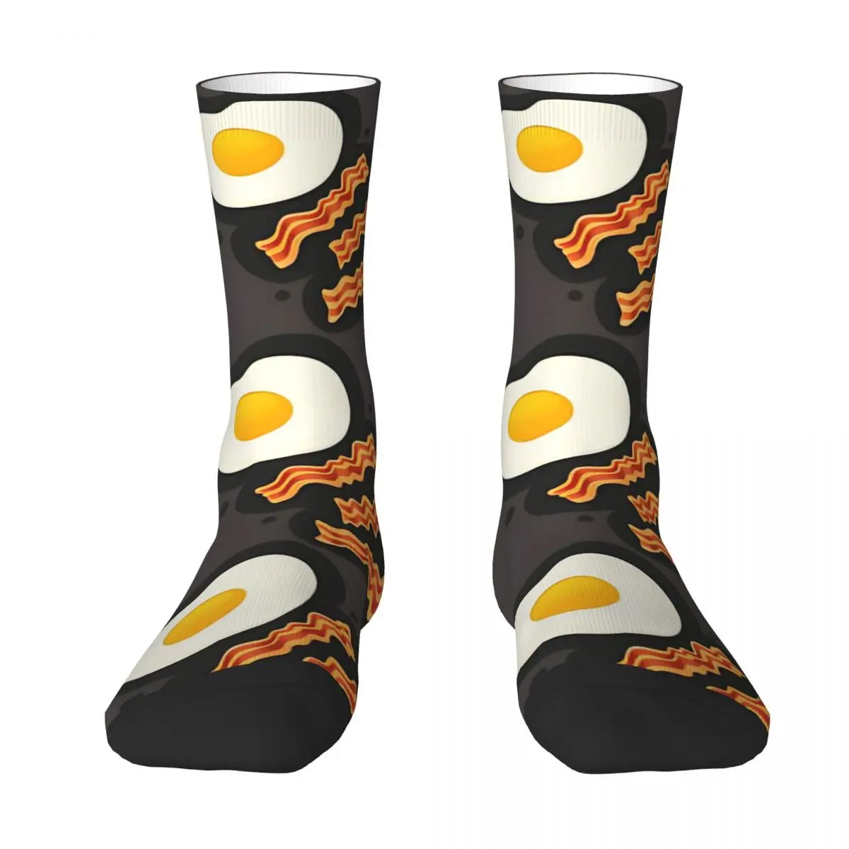 Autumn Winter Cool Unisex Breakfast With Bacon And Eggs Socks Love Dark Non-slip Basketball Socks