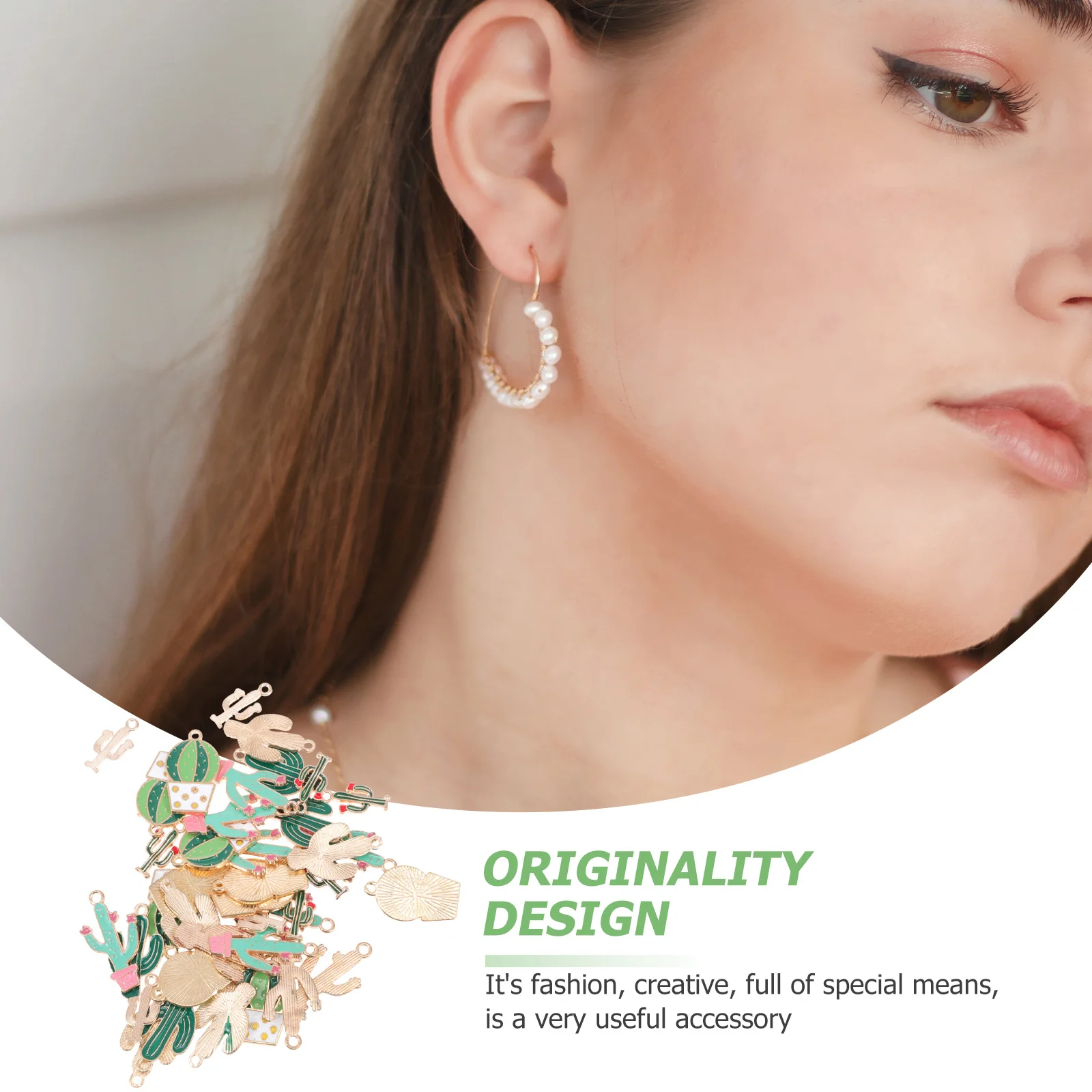 

40 PCS Cactus Pendant DIY Pendants Earring Charms Decoration Jewellery Jewelry The Flowers