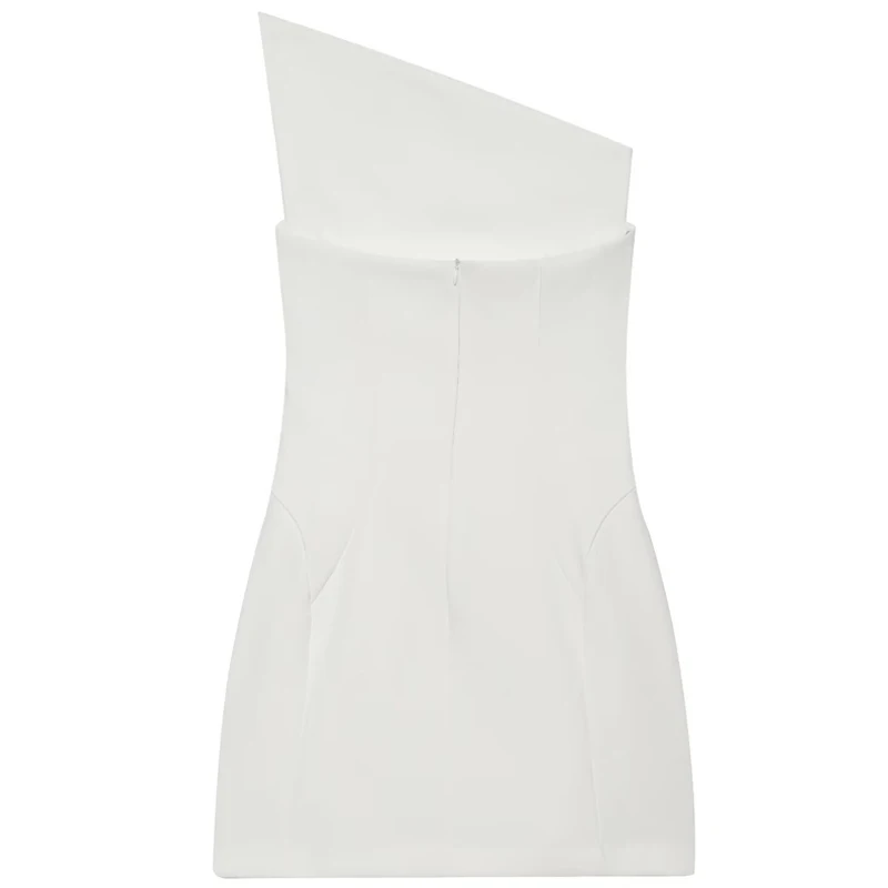 HXAO Mini Weißes Asymmetrisches Kleid Damen Sommerkleid 2026 Schickes Schulterfreies Ärmelloses Rückenfreies Kleid Elegante Partykleider – Detail 5