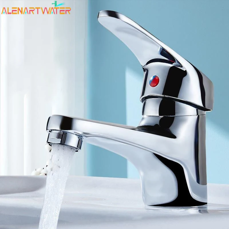 Sink Faucet Hot and Cold Water Basin Faucest Face Wash Tap Deck Mounted Basin Mixer Water Taps Chromed Faucet for Bathroom