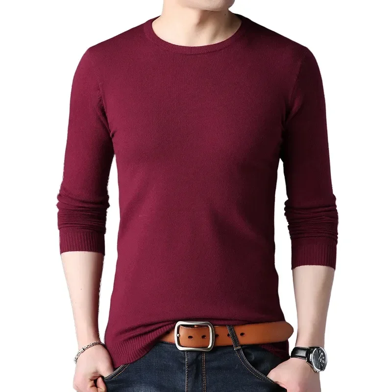 2023 Spring New Men's Knitwear Fashion Slim Fit Fashion Personality Round Neck Korean Edition Men's Underlay Shirt