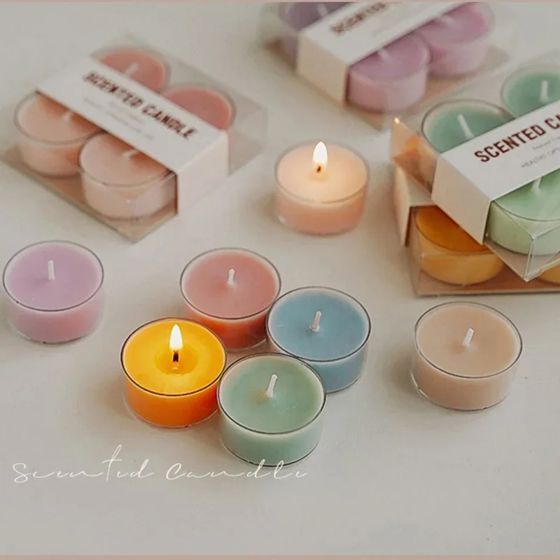 4pcs Handmade Tea Light Scented Candle Aromatherapy Soy Wax Candles Wedding Birthday Candle Party Home Decoration Photo Props