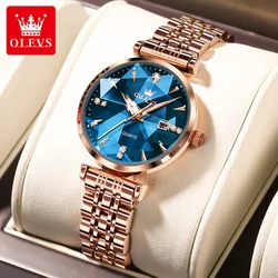 OLEVS Womens Watches Jewelry Quartz Watch Waterproof Luminous Hand Stainless steel Strap Rose Gold Watch for Women Fashion Watch