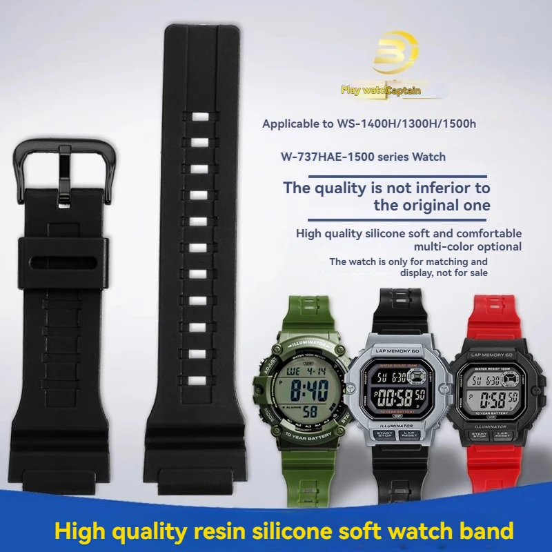 

Quality resin silicone; compatible with for Casio digital watches ws-1400h/1300/1500 Ae150 sports waterproof men's watch strap