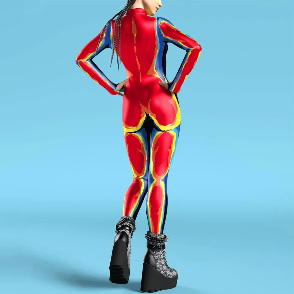 

Women Thermal Imaging Animal Texture 3D Digital Printing One-piece Clothing Role Playing Costumes Adult Halloween Party Outfit