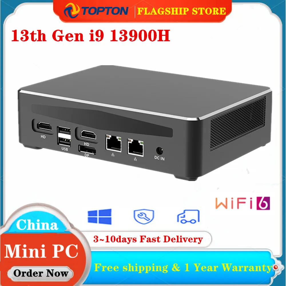 Topton 13th Gen Mini Gaming PC i9 13900H i7 13700H Intel Thunderbolt 4 DDR5 4800MHz PCIE4.0 Gamer Computer 2*2.5G LAN 4*4K WiFi6