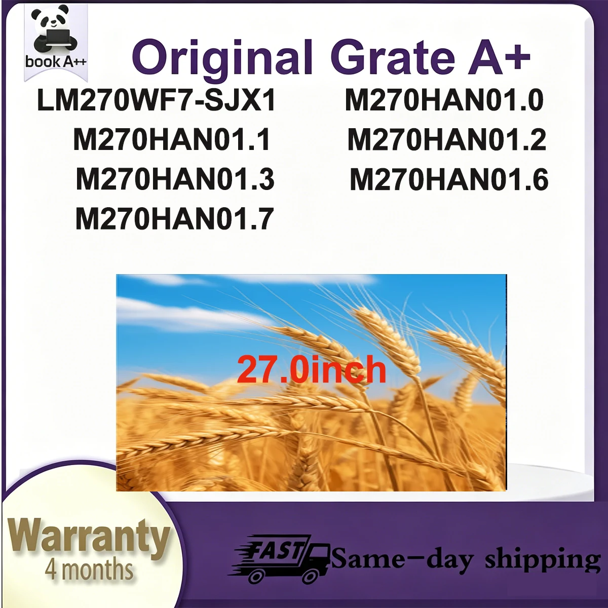 

Original New A+ 27" IPS LCD Screen LM270WF7 SJX1 M270HAN01.0 M270HAN01.1 M270HAN01.2 M270HAN01.3 M270HAN01.6 M270HAN01.7