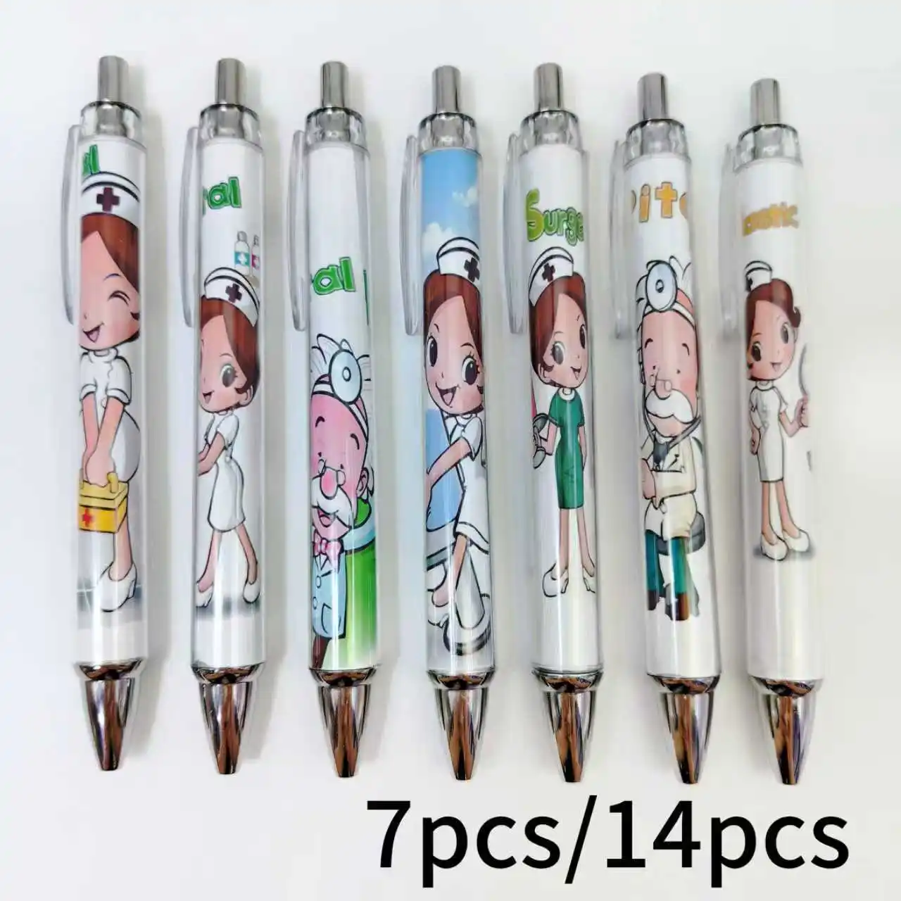 

7 шт./14 шт. белые ручки-кнопки для медсестры, ручки-роллеры для подарка ко Дню медсестры, подарочные ручки для студентов