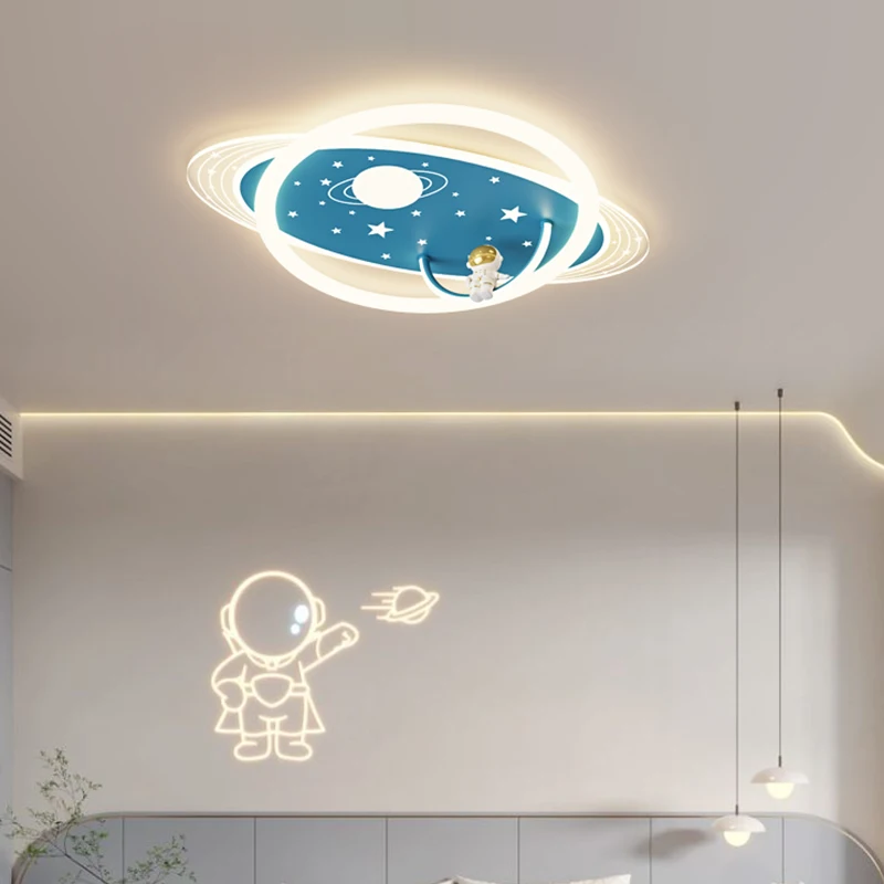 Imagem -03 - Astronauta Led Lustre de Teto para o Quarto das Crianças Proteção Ocular Criativa Lâmpada de Estudo Decoração dos Desenhos Animados