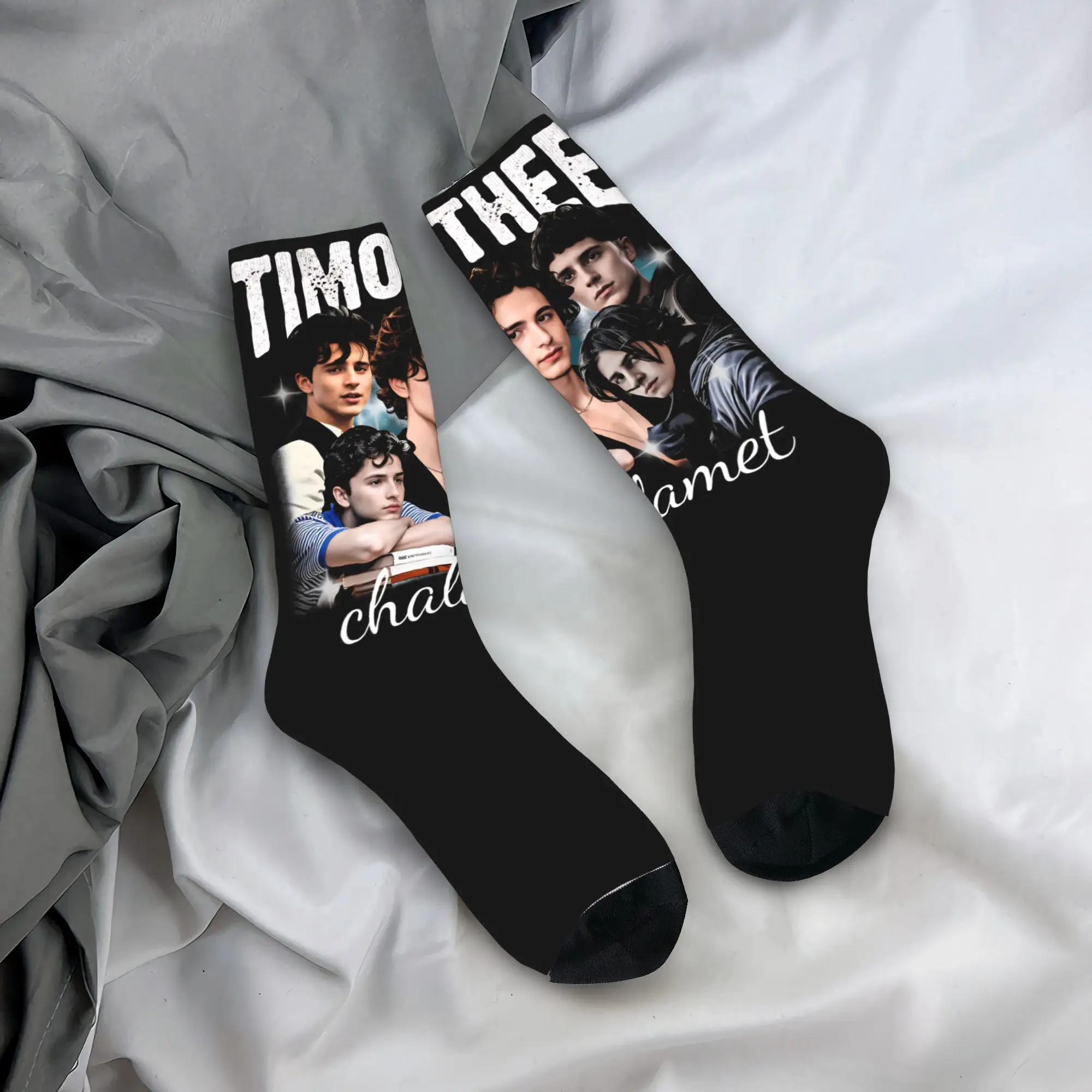

Timothee Chalamet American Actor Stockings Retro Socks Men Breathable Socks Autumn Skateboard Graphic Anti Skid Socks Gift