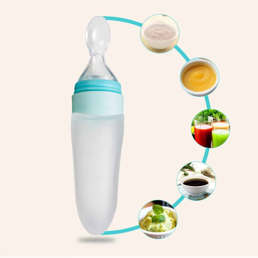 

1Pcs Baby Silicone Squeezing Feeding Bottle Infant Training Rice Spoon Food Supplement Feeder Feeding Tableware Tools