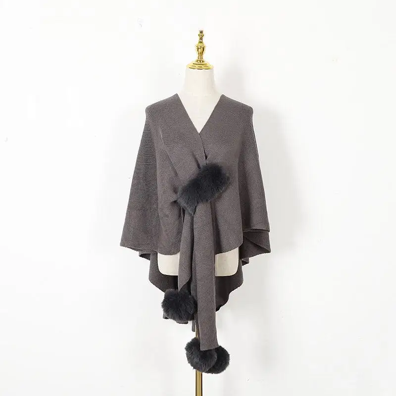 

Long Shawl Coat Ball Ornament Open Cardigan Scarf Autumn Winter Style Women's Fashion Accessories Decorative Acrylic