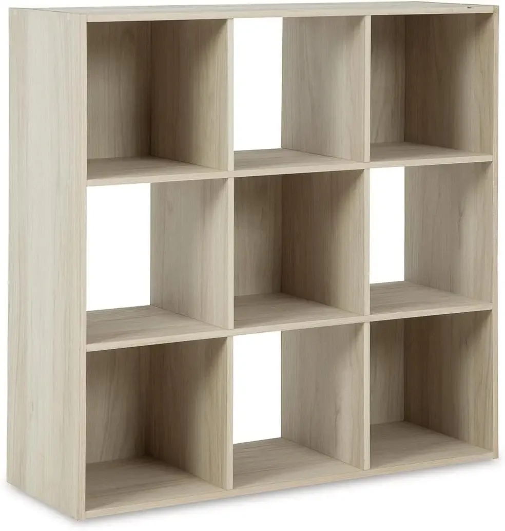 Signature Design by Ashley Socalle Modern 9 Cube Storage Organizer or Bookcase, Beige