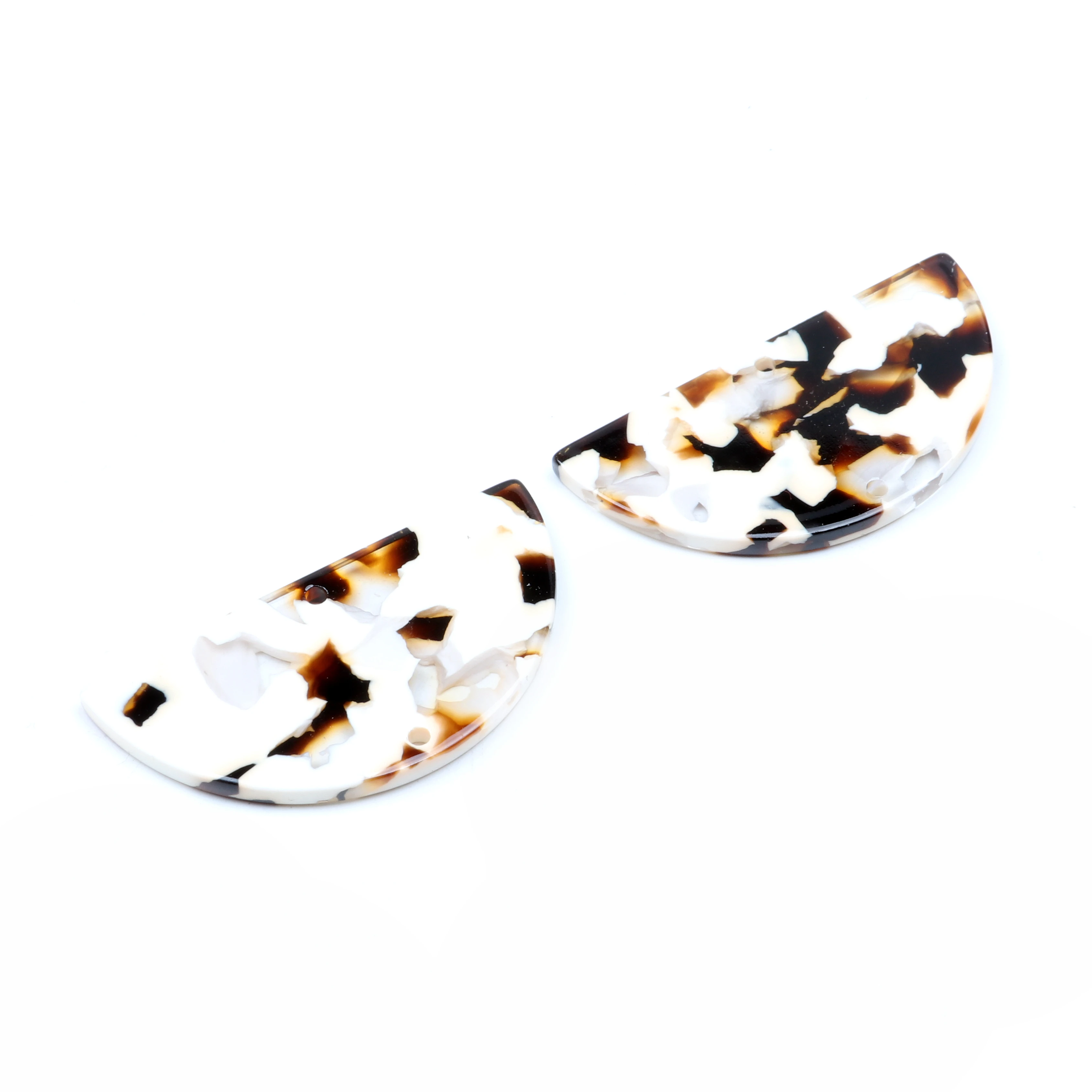 Tortoise Shell Earrings Charm,Acetate Acrylic Semicircle Connectors,Half Circle Discs,2Hole,Semi-Circle Earring ,20x40mm,ACE-223