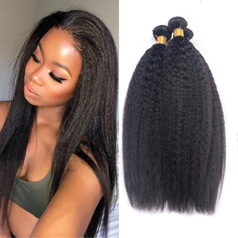 

Kinky Straight Hair Bundles 100% Human Hair Extensions Wholesale Vendor Yaki Straight Hair 3/4 Bundles Natural Hair Weave Blonde