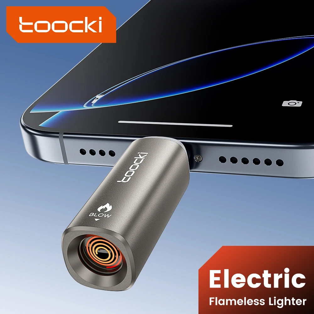 Toocki Portable Mini Type C Cigarette Lighter For Air Travel Outdoor No Flame Compactly Lighter Electric Easy Carrying Storage