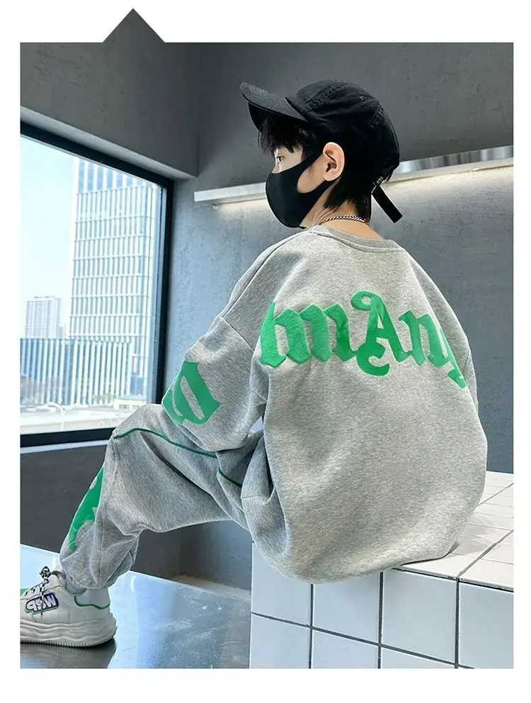 2pcs Children's Clothing Boys' Sets Spring and Autumn Clothes Set 2024 New Cool and Handsome Casual Kids Hoodie Two-piece Set image 5