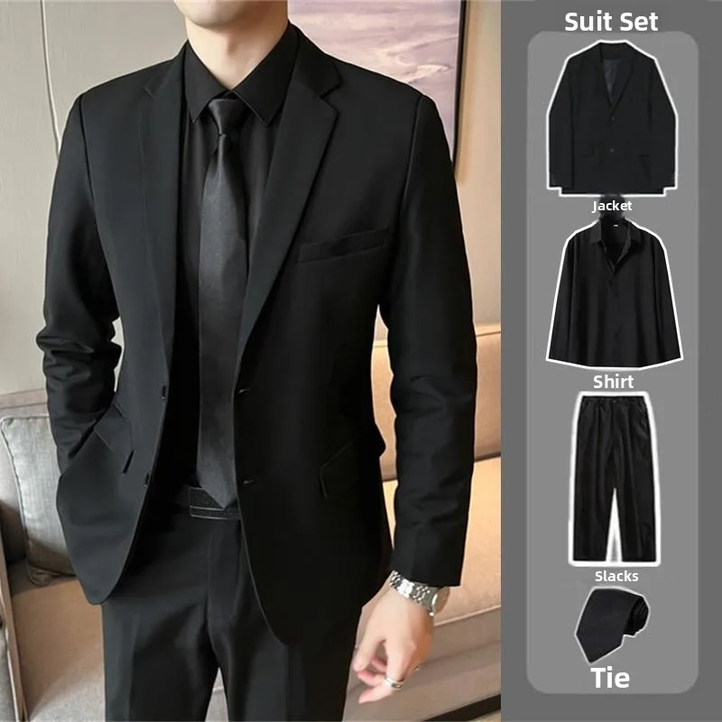 

Мужской повседневный костюм-пиджак для бизнеса и торжественных мероприятий, дышащий, на весну-осень, с одной пуговицей, для свадеб и торжеств