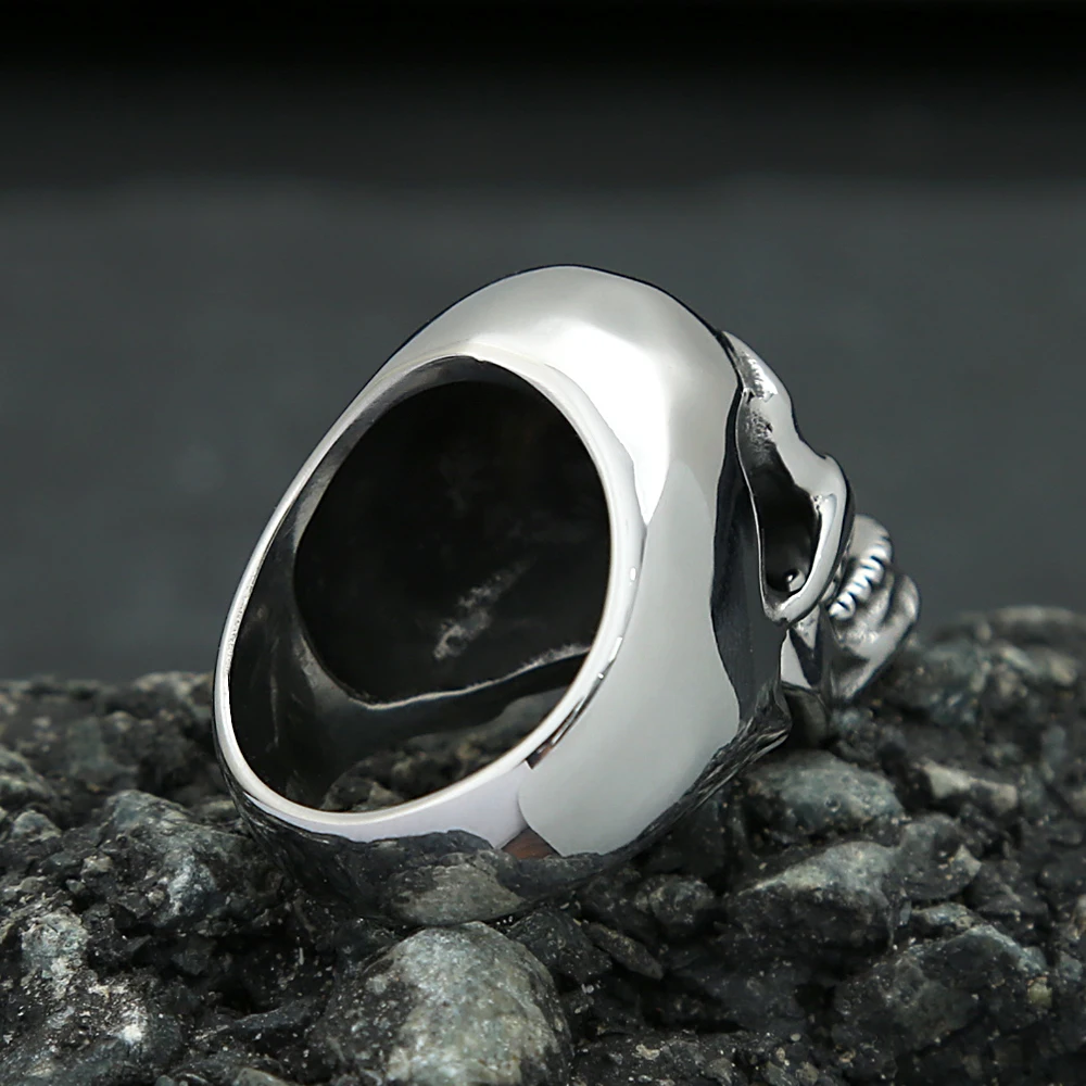 Newest Design Punk Stainless Steel Skull Ring For Men Boys Chin Can Be Moved Personality Rings Fashion Jewelry Gift Wholesale