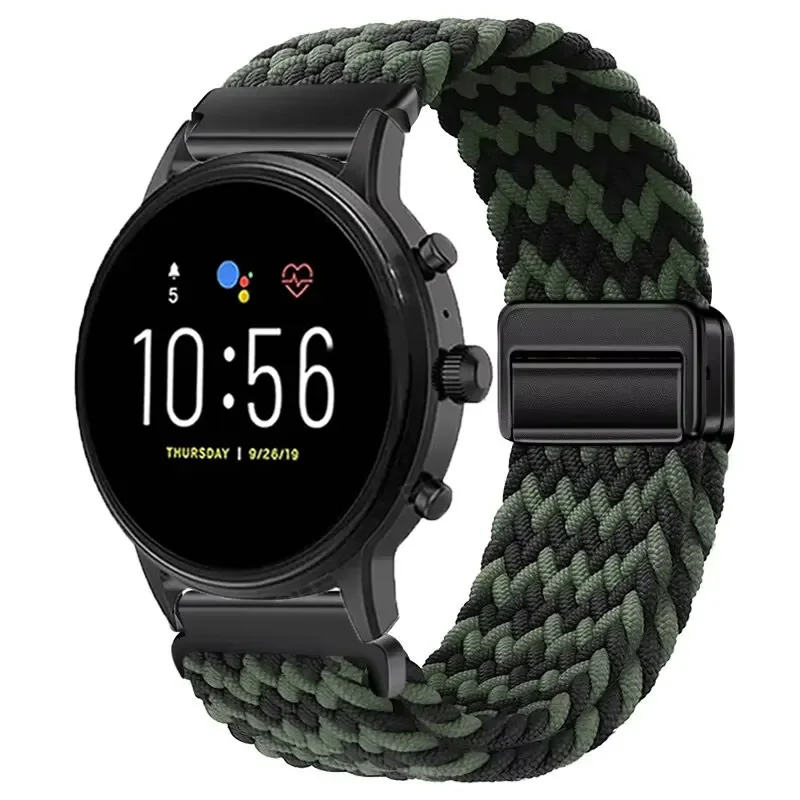 22 مللي متر حلقة مضفرة مغناطيسية ل الأحفوري GEN 6 5 5e 44 مللي متر/GEN 5 LTE 45 مللي متر الرياضة النايلون ل الأحفوري Gen 5 جوليانا غاريت كارلايل HR