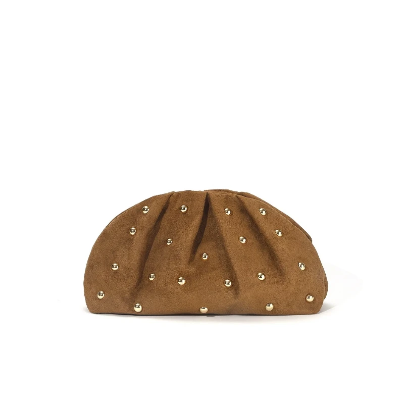 الشتاء موضة الجلد المدبوغ مساء مخلب العصرية الذهب مسمار الديكور مطوية زلابية سحابة أكياس تنوعا المرأة حقائب اليد الساتان محفظة #2