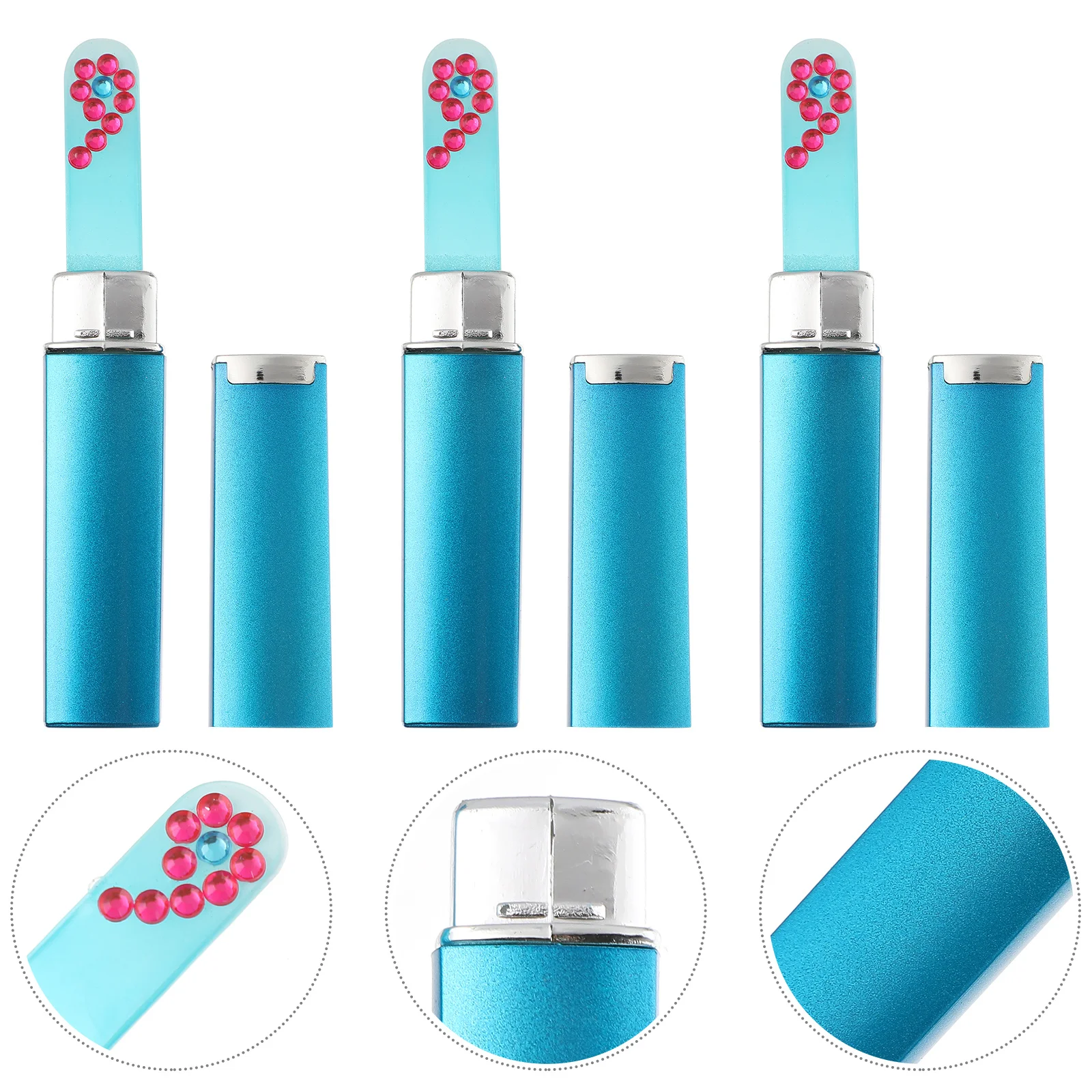 3 Sets Maniküre-Werkzeug, Nagelpolierer, Puffer, Heimgebrauch, Akten, Glasbehandlung, blaue Farbe