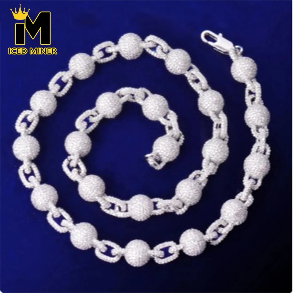 

Icedminer 10mm Iced Out Link Chain Ball Necklaces For Women Men Zircon Bling Chain Choker Hip Hop Jewelry Free Shipping