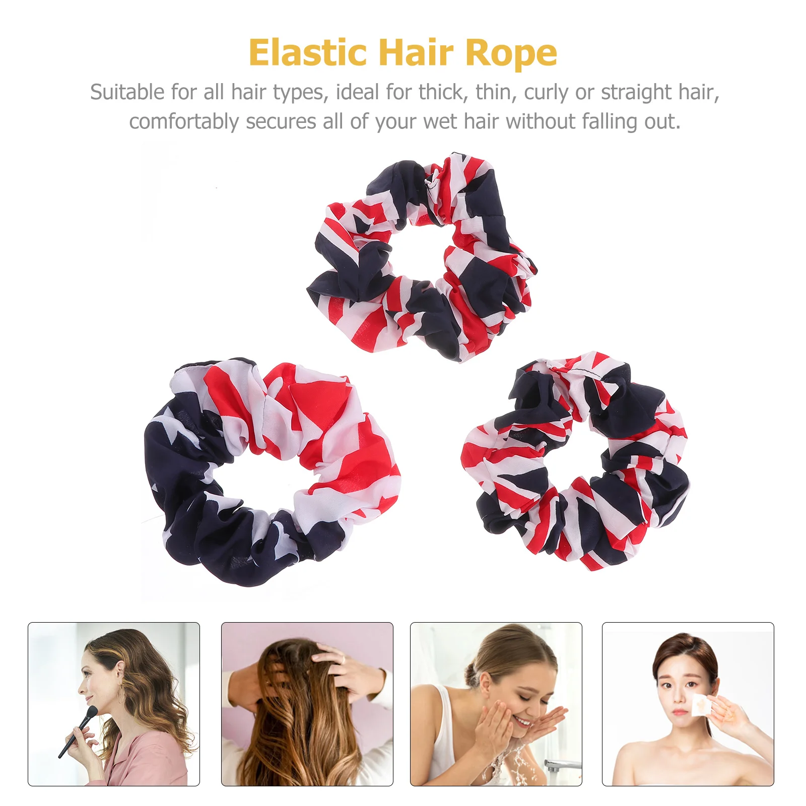 

3Pcs National Flag Headbands Usa Uk Pattern Elastic Bands Comfortable Durable Hair Accessories for Girls Festivals