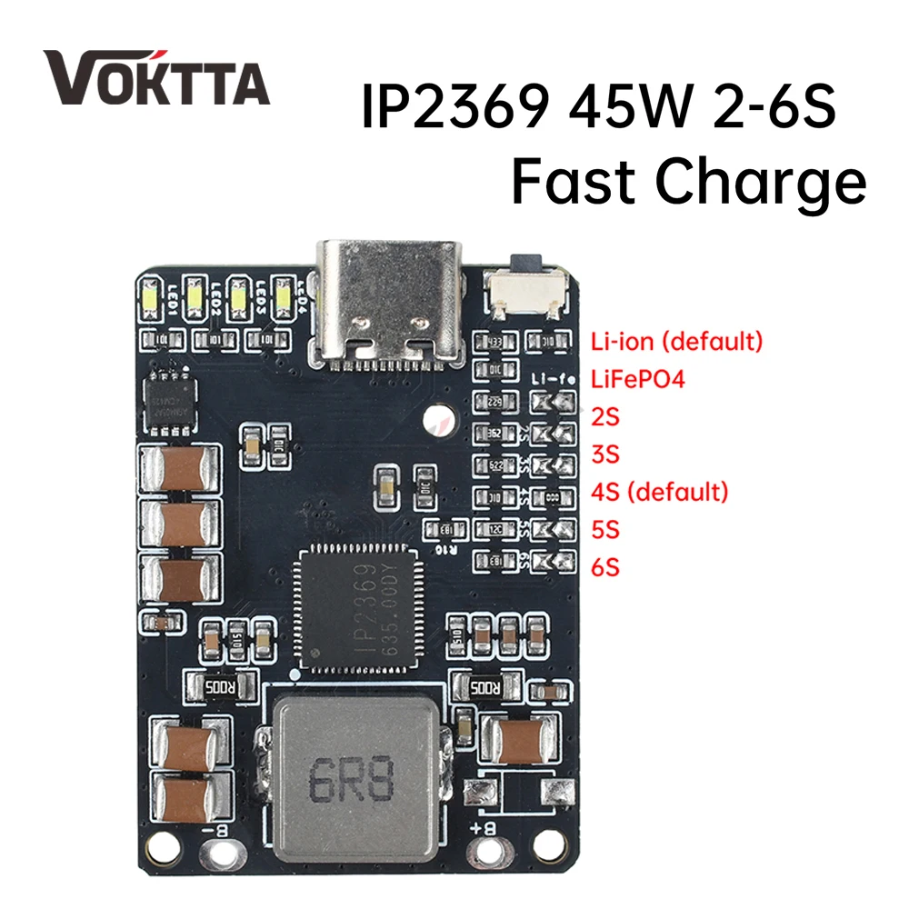 Type-C 45 واط 2S ~ 6S بطارية ليثيوم شحن وحدة تفريغ ليثيوم أيون/LiFePO4 شاحن بطارية بنوك الطاقة أداة كهربائية #1