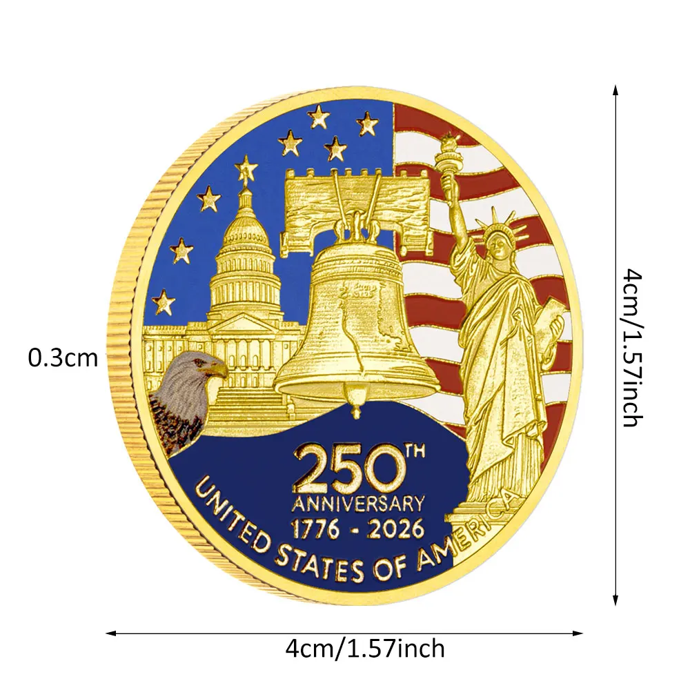 The 250th Anniversary Commemorative Military Coin of The United States Gold-plated Statue of Liberty Challenge Coin