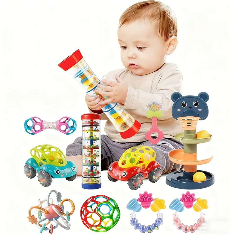 ألعاب الأطفال 1 إلى 2 سنة الموسيقية المطر الطفل عضاضة الوليد اللعب اكسسوارات لينة الحسية المطرقة لعبة للطفل 6 12 شهرا