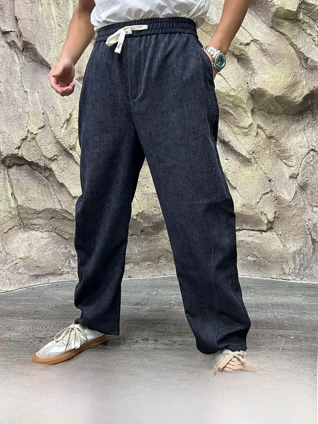 Loose Fit Straight Leg Casual Pants Men's Autumn Fashionable Elastic Waist Long Trousers Comfortable Breathable Leisure Style