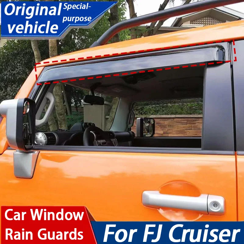 Adhesive Mount PC Acrylic Window Visors For Toyota FJ Cruiser 2007-2020 Rain Guard Wind Deflectors Direct Fit