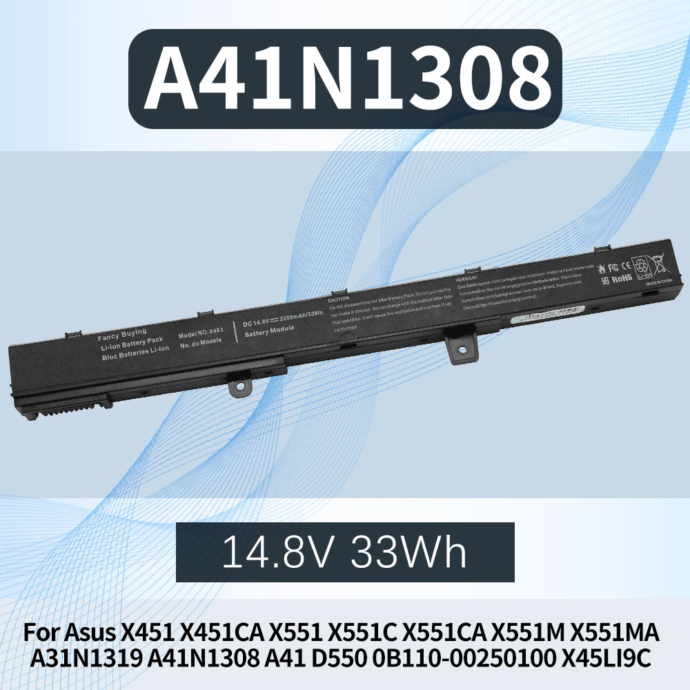 A41N1308 A31N1319 para Asus X451 X451CA X551 X551C X551CA X551M X551MA A41 D550 0B110-00250100 X45 X451M X451MA X451C D550MA