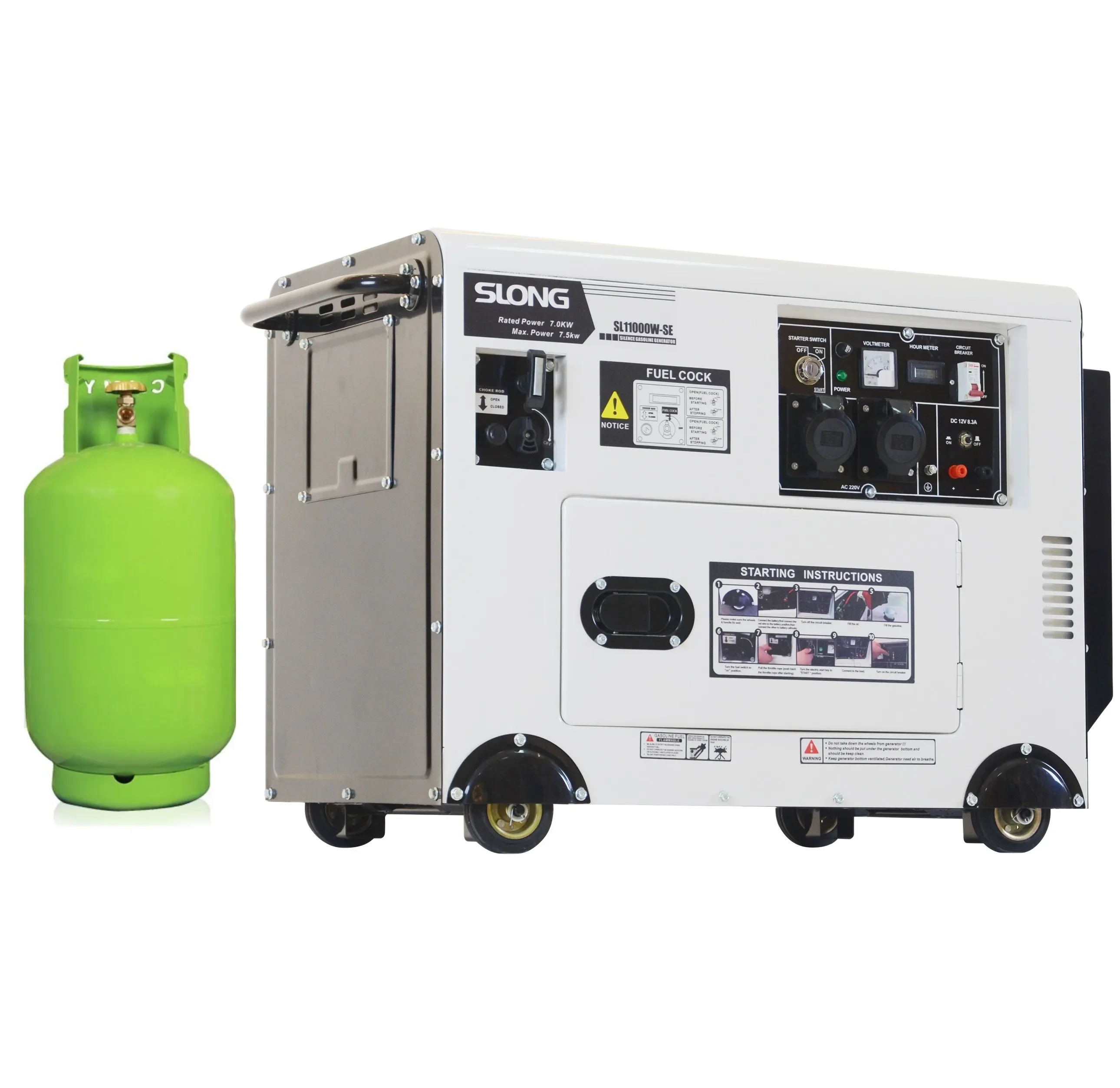 

Slong SL12000W-SE 5kw 6kw 7kw 8kw 10kw 12kw 15kw silent generator dual fuel oline generator