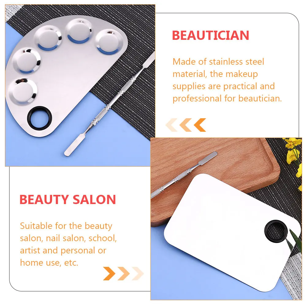1Set Stainless Steel Color Mixing Palette for Nail Art Makeup Foundations Lipstick Pigments Anti Contamination Beauty Tool