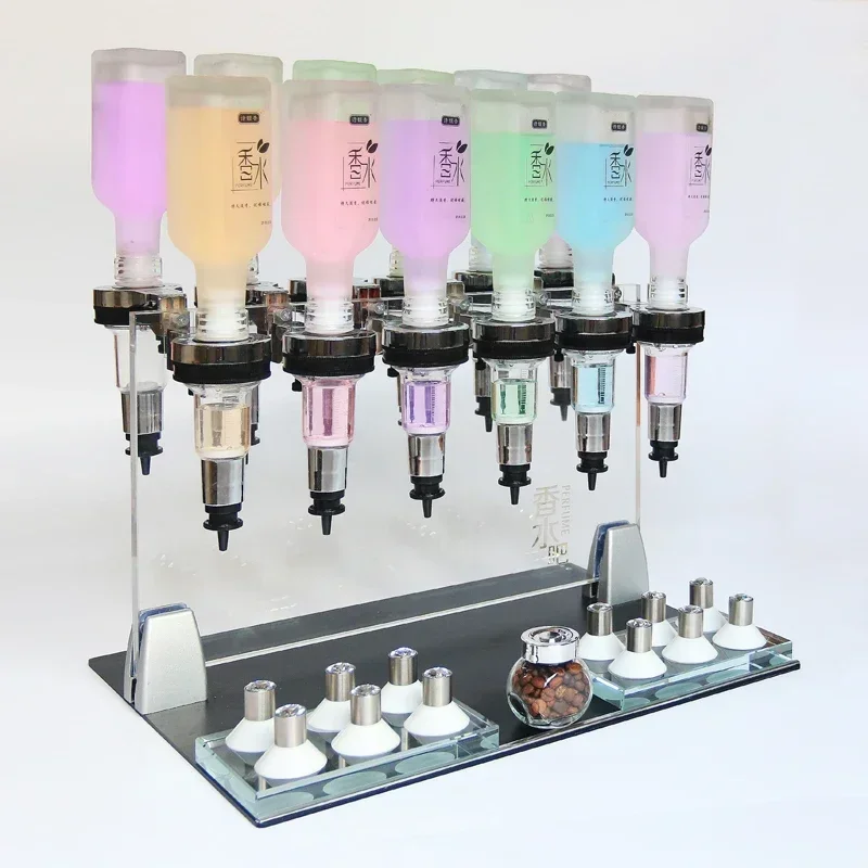 high-end bulk perfume bar whole store display shelf Bulk perfume mini counter 12 pump head dispenser floor stan